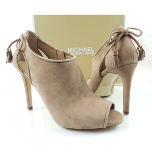 Michael Kors Jenings Bootie High Heels Sandals Open Toe Nude Dark Khaki Size 9.5